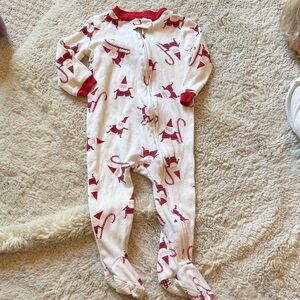 Pottery Barn Red and White Santa Footie Pajama